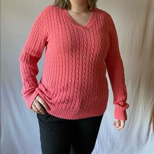 Croft & Barrow Peach/salmon knit textured sweater XL